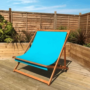 Image of Charles Bentley Wooden FSC Eucalyptus Folding Double Deck Chair - Teal