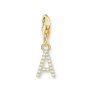 Image of THOMAS SABO Gold Plated Zirconia Letter A Charm