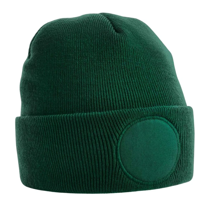 Image of Beechfield Beechfield Men Circular Patch Beanie in Bottle Green Bottle Green One Size Male 5063425497904