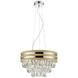 Image of Zumaline Naica Crystal Pendant Ceiling Light, Matt Gold, Clear, 4x E14
