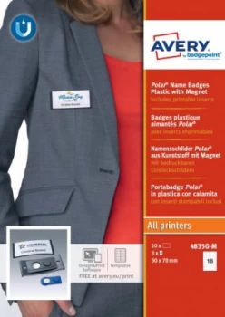 Image of Polar 30 Name Badge with Magnet Anthracite 10 Badges 54 Lbls