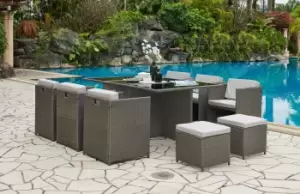 Image of Vista Cube Garden Furniture Set 11 Piece with Footstools