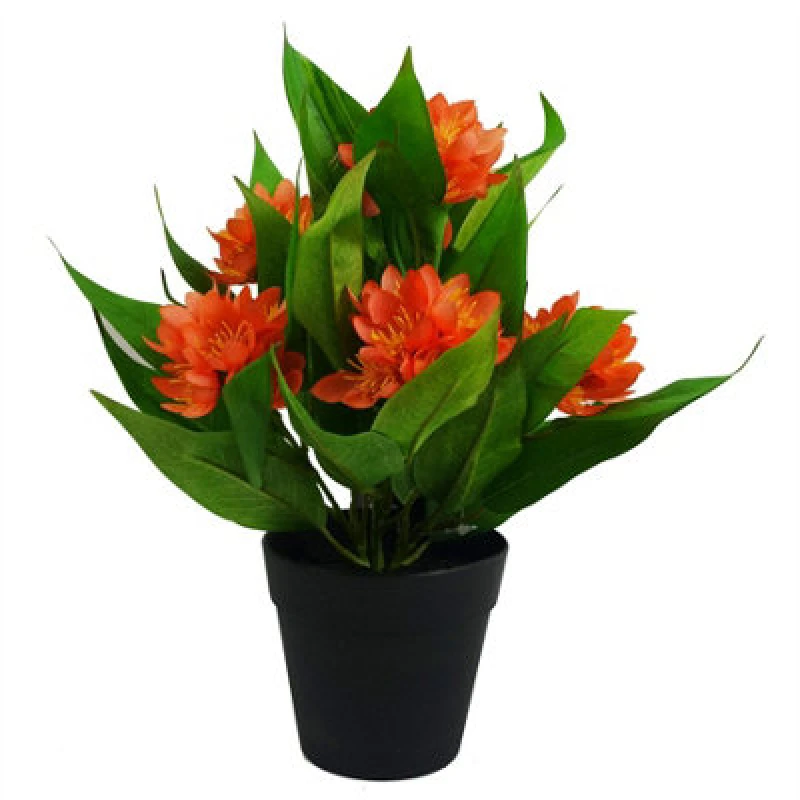 Image of Leaf 18Cm Artificial Freesia Plant Orange Flowering