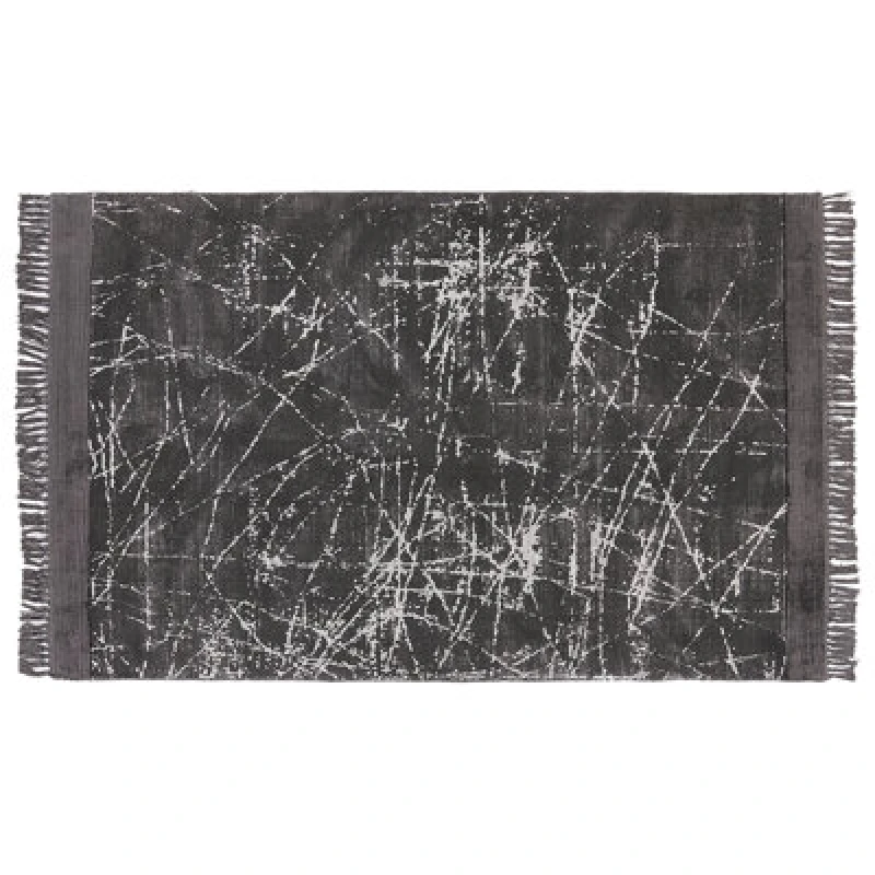 Image of Beliani Rug Hanli Dark Grey 140 X 200 Cm Viscose