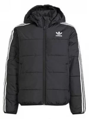 Image of Boys, adidas Originals Junior Unisex Padded Jacket, Black/White, Size 6-7 Years