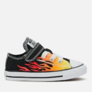 Image of Converse Toddlers Chuck Taylor All Star 1V Archive Flame Ox Trainers - Black/Enamel Red/Fresh Yellow - UK 6 Toddlers