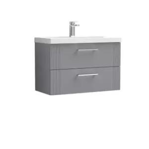 Image of Nuie Deco 800mm Wall Hung 2 Drawer Vanity & Basin 3 - Satin Grey