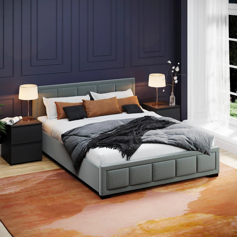 Image of Lassic Vida Designs Vanita King Size Fabric Bed UKFR Light Grey unisex King