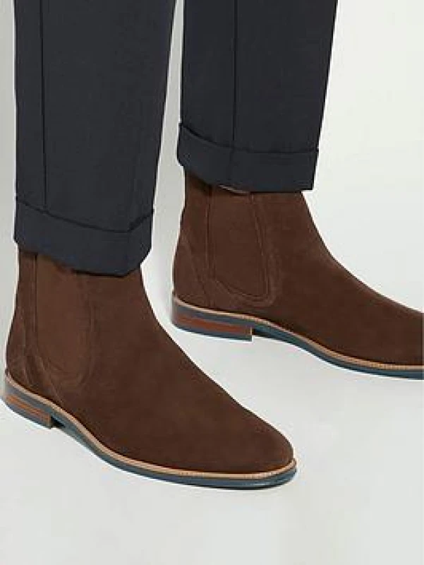Image of Dune London Dune London Men 'Mckinley' Suede Chelsea Boots in Brown Size: 10 Brown 10 Male 5050808836269
