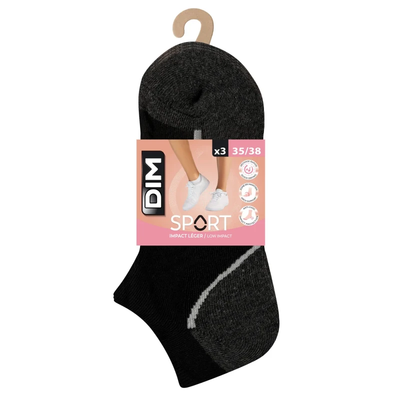 Image of Dim Pack of 3 Pairs of Trainer Socks black/grey Women 39/42 (5.5 to 8);35/38 (2.5 to 5)