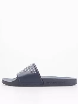 Image of Emporio Armani Logo Slides, Navy, Size 41, Men