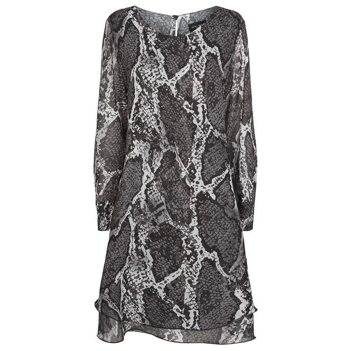 Image of James Lakeland Grey Python Long Sleeves Wave Hem Dress - 8
