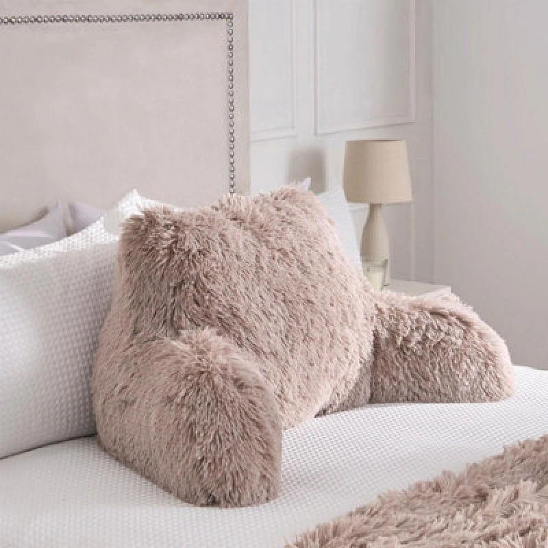 Image of OHS OHS Fluffy Fleece Reading Cushion Pillow with Arms Lumbar Chair Support in Natural Natural One Size Unisex 5027434212712