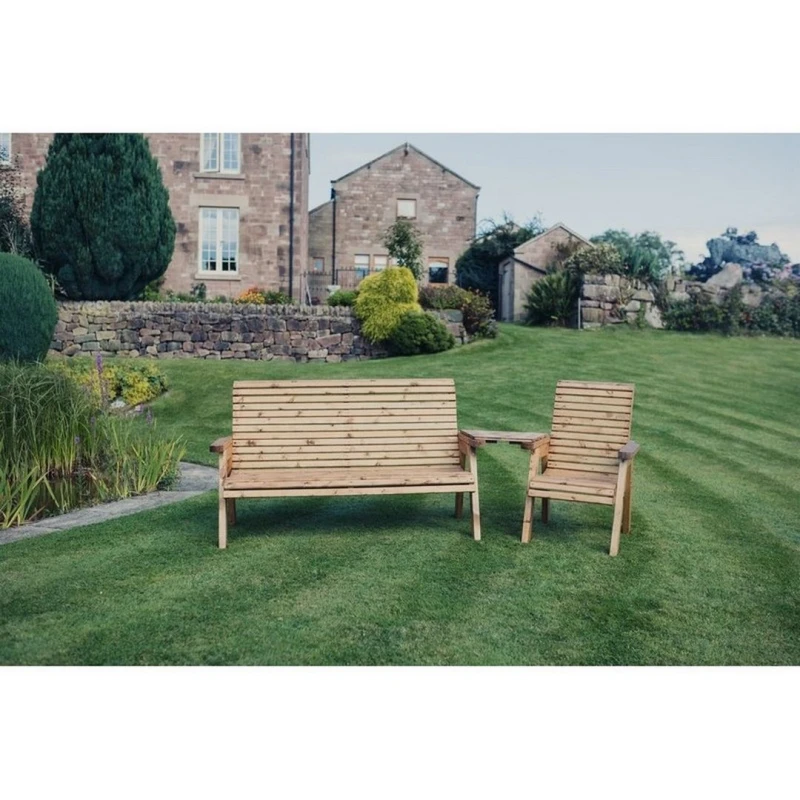 Image of Churnet Valley Garden Furniture Ltd Valley 4 Seat Set 1XC 1X3B Angled Tray - Timber - Fully Assembled in Brown Brown Unisex