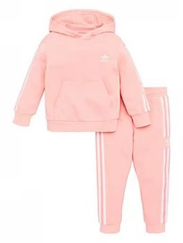 Image of adidas Originals Childrens Lock Up Hoodie Tracksuit - Pink, Size 6-7 Years, Women