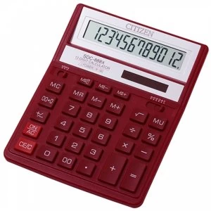 Image of Citizen SDC888XRD Solar & Battery Power 12 Digit Calculator Red