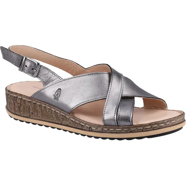 Image of Hush Puppies Womens Elena Slingback Wedge Sandals - UK 7 Grey female GDE2385PEW7
