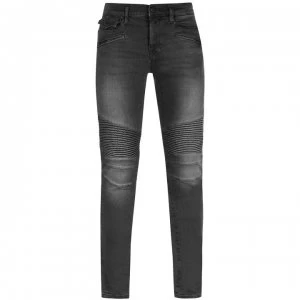Image of True Religion Zip Moto Jeans - Wash Black 1001