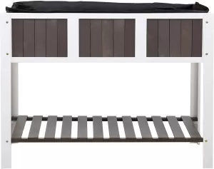 Image of Outsunny Wooden Planter Raised Elevated Garden Bed Planter Flower Herb Boxes for Vegetables Flower with Shelf Solid Wood Outdoor/Indoor, 119x57x89cm