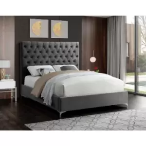 Image of Charlston Upholstered Beds - Plush Velvet, Single Size Frame, Steel - Steel