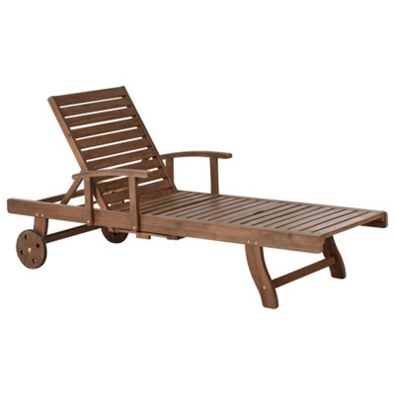 Image of Beliani Sun Lounger Amantea Acacia Wood Dark Brown