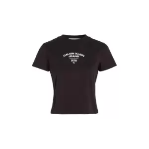Image of Calvin Klein Jeans Varsity Logo Baby Tee - Black