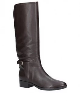 Image of Geox D Felicity Leather Knee Boots - Coffee