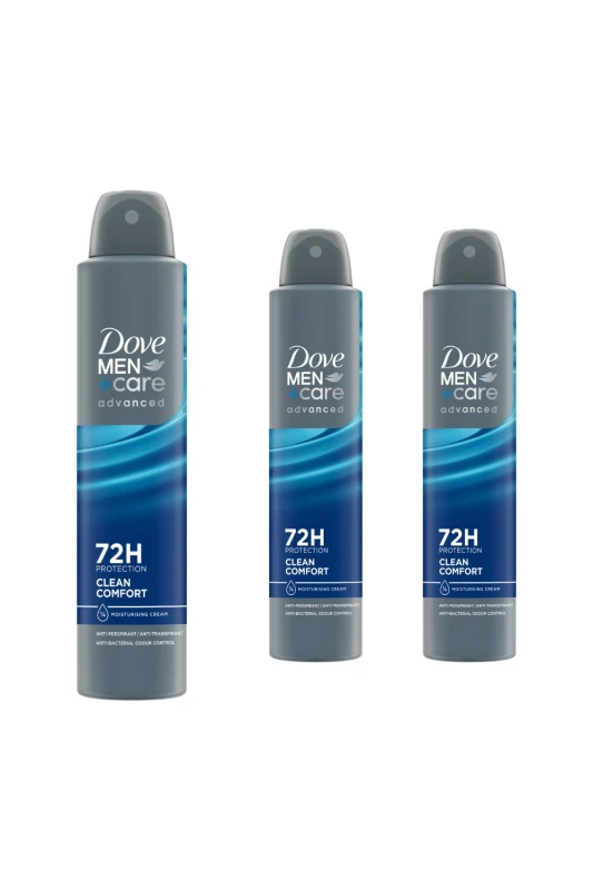 Image of Dove 3x 'Anti-Perspirant' Men+Care Clean Comfort Deo, 200ml Grey male