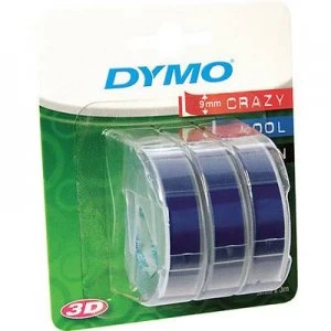 Image of DYMO S0847740 Labelling tape 3 Piece set Tape colour: Blue Font colour: White 9mm 3 m
