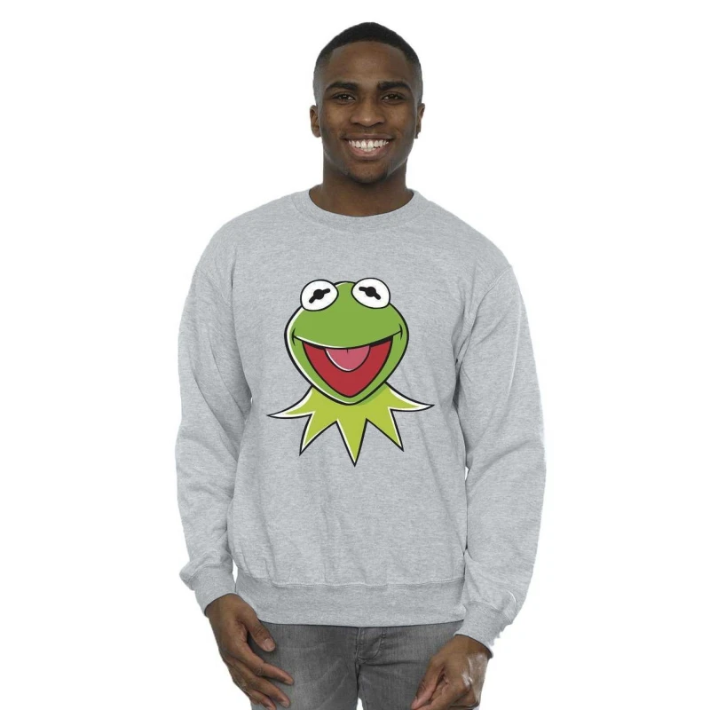 Image of Disney Men Muppets Kermit Head Sweatshirt in Grey Size: Small Grey S Male 5063153322271