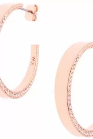 Image of Ladies Karen Millen Rose Gold Plated Contoured Crystal Hoop Earring KMJ933-24-02