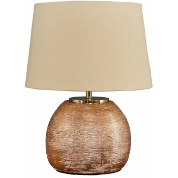 Image of Modern Metallic Ceramic Table Lamp With A Tapered Shade - Modern Metallic Ceramic Table Lamp With A Tapered Shade -No Bulb