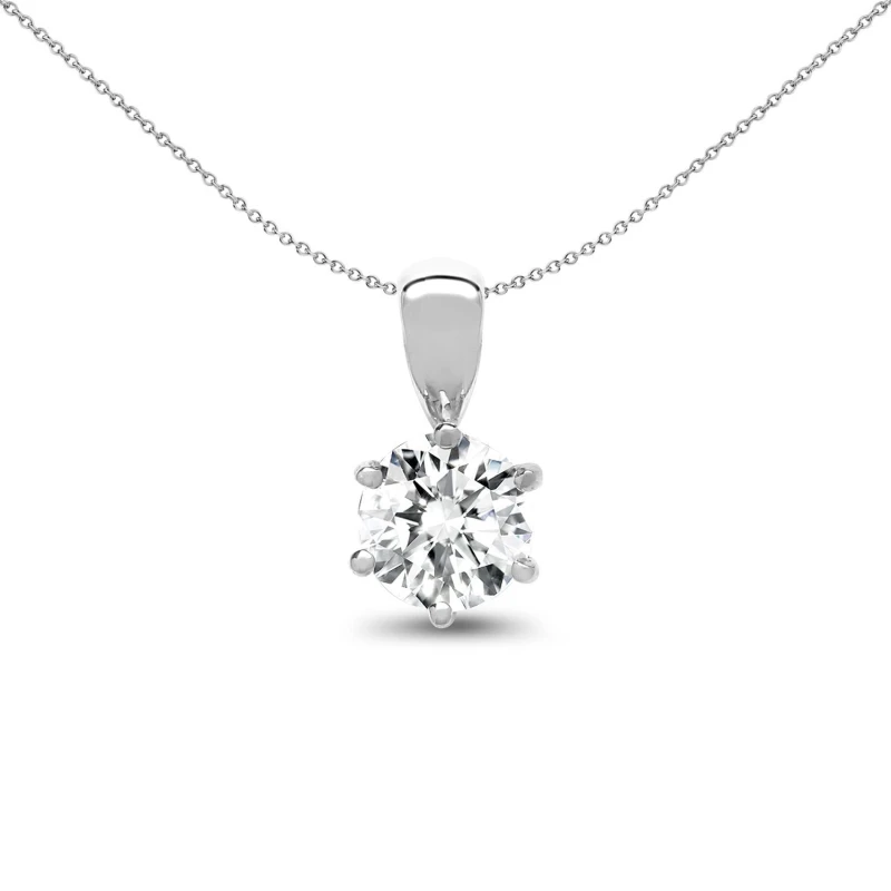 Image of Jewelco London 18ct White Gold 0.5ct Diamond Solitaire Charm Pendant - 18P007-050 Silver