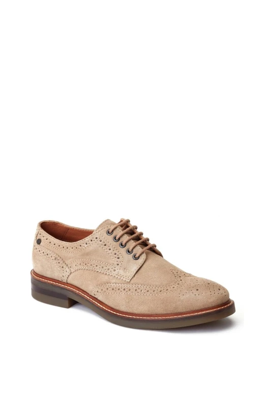 Image of Base London Base London Men Hatfield Brogue Shoe in Beige Size: 7 Beige 7 Male 5038538358619
