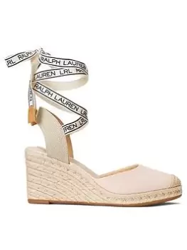 Image of Lauren by Ralph Lauren Logo Lace Up Detail Espadrilles - Light Pink, Size 5, Women