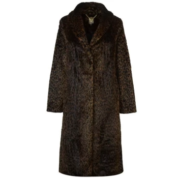 Image of Biba Leopard Faux Fur Coat Ladies - Leopard
