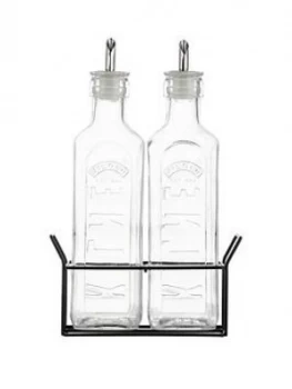 Image of Kilner Set Of Two 0.6-Litre Oil Bottles With Metal Rack