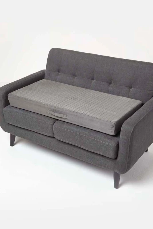 Image of Homescapes Suede Orthopaedic Foam 2 Seater Booster Cushion Grey
