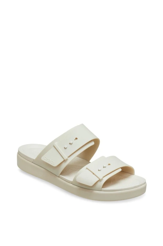 Image of Crocs Womens Brooklyn Buckle Low Sandal in Beige Size: 4 Beige Female 4