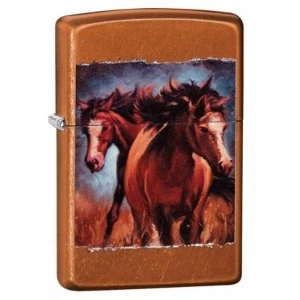 Image of Zippo Vintage Horses Toffee Classic Windproof Lighter