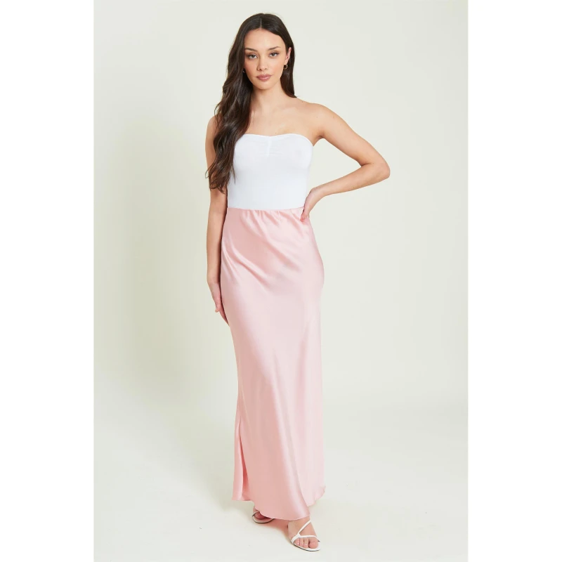 Image of Be You Satin Midaxi Skirt - Pink Pink 10