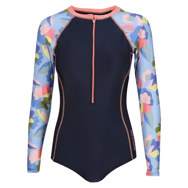 Image of Regatta Womens Willowfield Full Sleeve Costume 12 - Bust 36' (92cm) Navy/Abstract Floral Print RWM037-P81-12
