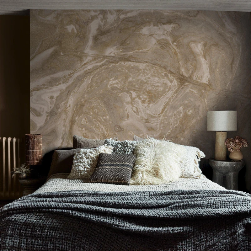 Image of Abigail Ahern Ethereal Marble Golden Mural Golden unisex One size