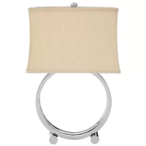 Image of Premier Housewares Circlet Table Lamp with Metal Base & Natural Fabric Shade