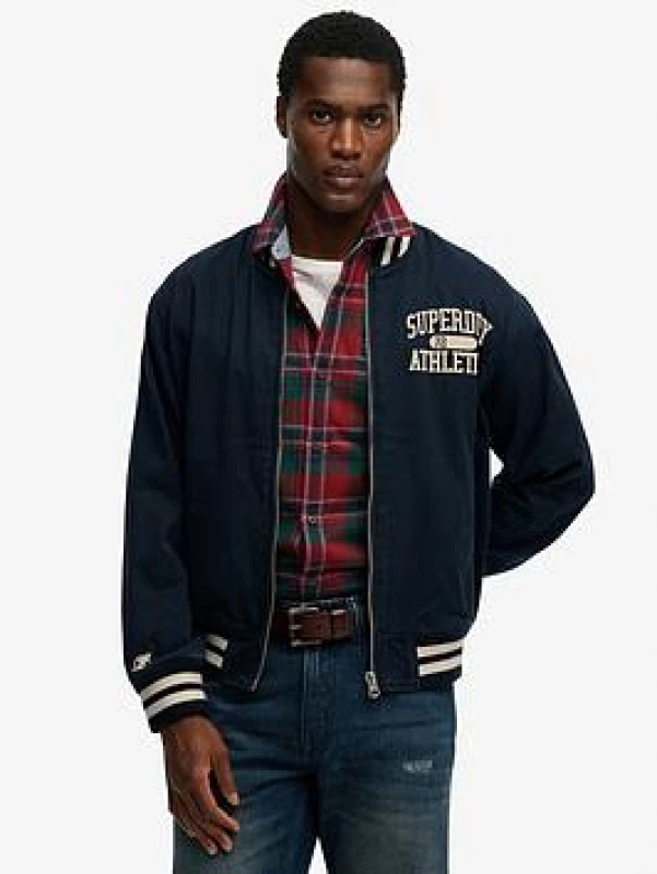 Image of Superdry Twill bomber Superdry Varsity Bleu Male L M5012322A-98T
