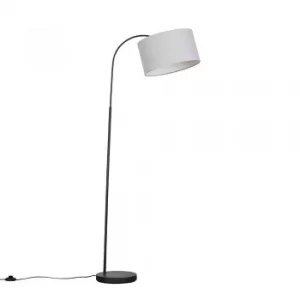 Image of Curva Dark Grey Floor Lamp with Large Cool Grey Reni Shade