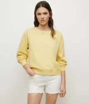 Image of AllSaints Womens Womens Cotton Embroidered Relaxed Fit Pippa Sweatshirt, Green, Size: M, Green