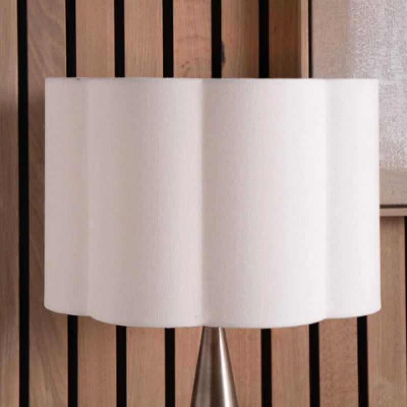Image of Pacific Lifestyle 30Cm White Handloom Scalloped Cylinder Table Lampshade