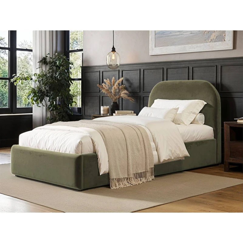 Image of Flair Alba Single Ottoman Bed in Green Green Unisex Single