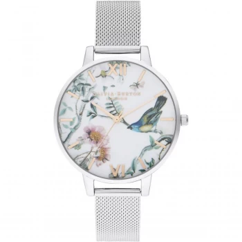Image of Ladies Olivia Burton Painterly Prints Rose Gold & Silver Mesh Watch